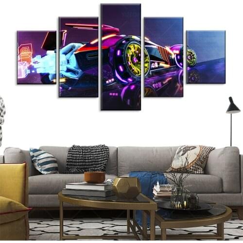 5 Pieces Rocket League Video Game Poster Oil Painting Canvas Painting Wallpaper Home Decor Wall HD Print Artwork