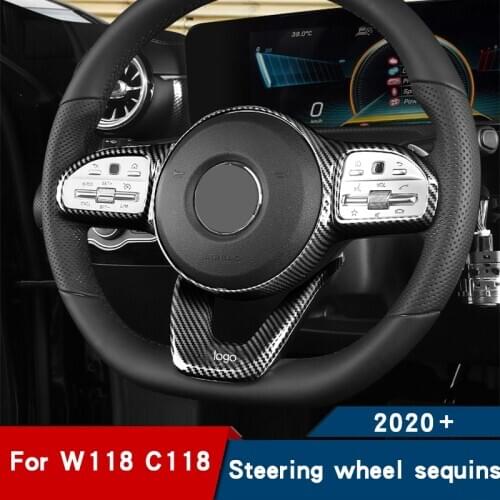Car steering wheel carbon fiber decorative car stickers for mercedes benz cla w118 2020 C118 cla200 cla220 cla250 cla 45 coupe