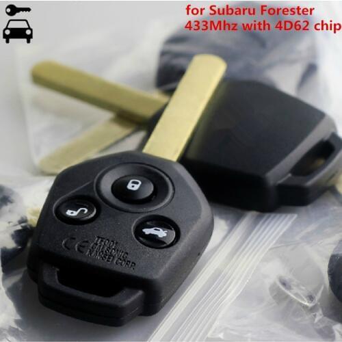 Car Remote Key 3 Buttons 433MHz 4D62 Chip for Subaru Forester Smart Key 2008 2009 2010 2012 2013 2014 with No.65 Key