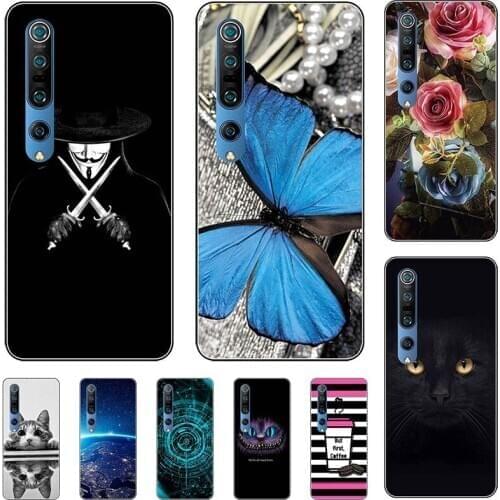 Phone Case For Xiaomi 10 Mi 10 Pro 5G Cover Fashion Soft Silicone Relief Case For Xiaomi Mi 10 Lite 5G Animal Cat Capa Coque