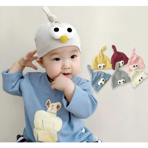 Newborn Baby Beanies Hat Cotton Lovely Protective Head Cap For Boy Girl 0-6 Months Infant Bonnet Big Eyes Accessories Gorros