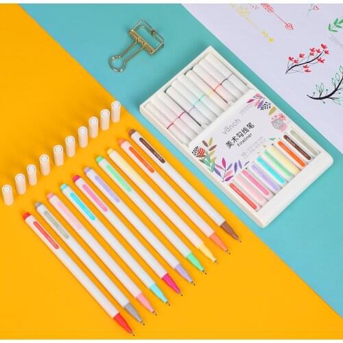 10 Pcs/Set 0.5mm Art Painting Marker Pens Kawaii Journal Scrapbooking Color InkDrawing Hook Line Pen School Stationery Supplies
