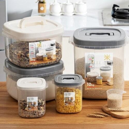Sealed Silicone Rice Bucket Household Rice Storage Box Plastic Container Grain Dispenser Transparent Kitchen Food Container