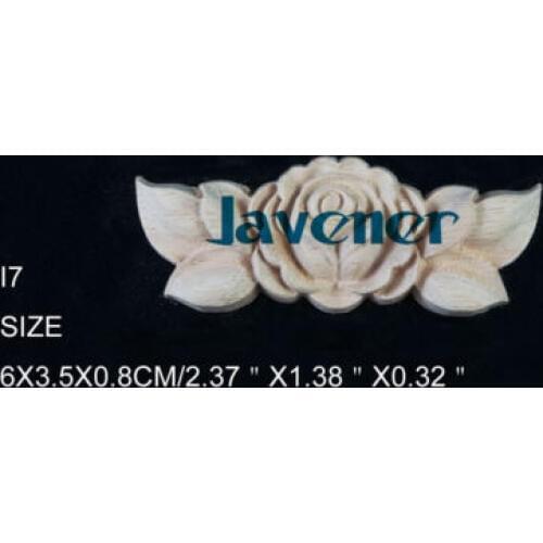 I7 -6x3.5x0.8cm Wood Carved Long Onlay Applique Unpainted Frame Door Decal Working carpenter Flower Rose