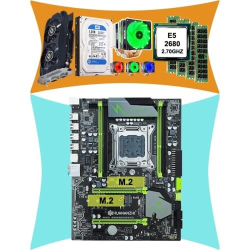HUANAN ZHI X79 motherboard with M.2 CPU Xeon E5 2680 C2 with cooler RAM 16G(4*4G) RECC 3.5' SATA 1TB HDD Video card GTX750Ti 2G