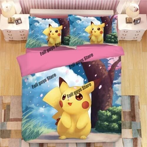 Pokemon Queen Bedding Set Cartoons Duvet Cover Cute Pikachu Cover Comforters Pillowcase Children Anime Home Bedroom Decoration