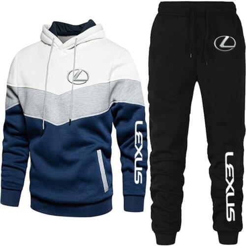 LEXUS Logo Solid Color Mens Full Suit Tracksuit Simple Style Sweatpants Hoodies Men 2 Piece Set Fitness Sets Warm Streetwear