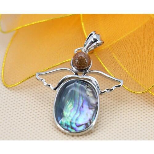 L042 Fashion colour abalone seashells crafts gold sand stone beads angel wings pendant,Fit beautiful women jewelry DIY making