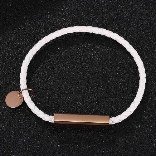 Trendy White Leather Bracelet Women Bracelet & Bangle Magnetic Clasp Charm Women Wristband Jewelry Gift BB0737