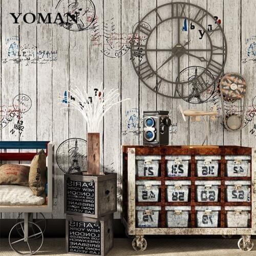 Wallpapers YOUMAN Wall Coverings PVC Vinyl Vintage Wallpaper Industrial Wood Panel Wall Paper Roll Coffee Shop Bar Restaurant