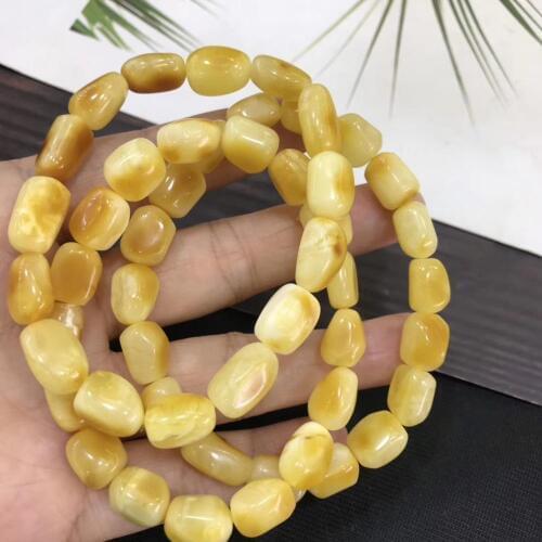 9.2mm Natural Yellow Amber Oval Beads Bracelet Women Men Healing Stretch Crystal Bracelet Jewelry AAAAA