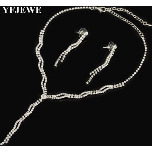 YFJEWE New Rhinestone crystal Jewelry Sets Necklace earrings set Elegant Shinning Jewelry Set for women Wedding Bride Party N172