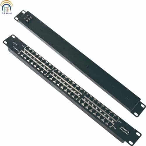 Mid-span Passive POE Patch Panel, power 24 10/100 devices from one supply 12vto56v, rack mount PoE injector