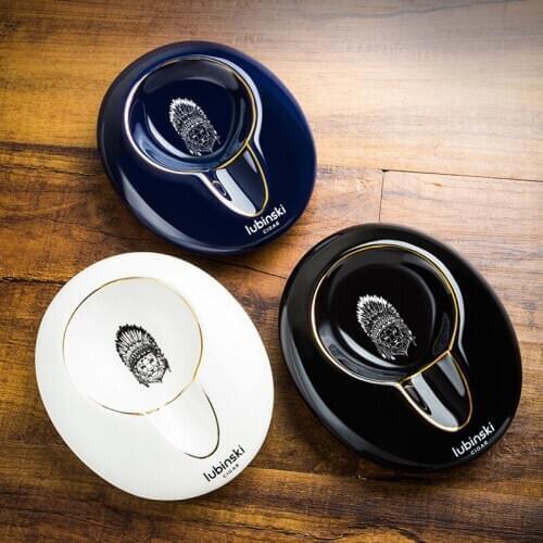 LUBINSKI Porcelain Cigar Ashtray Single Holder Portable Cigarette Ash Tray Gift Box Tobacco Smoking Tool Accessories For Cohiba