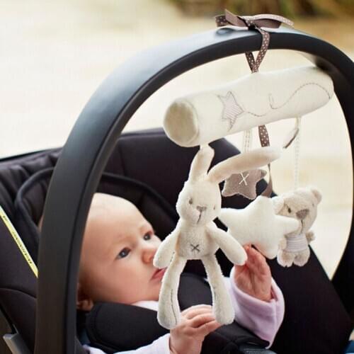 Hanging Bed Rabbit baby Hand Bell Safety Seat Plush Toy Multifunctional Plush Toy Stroller Mobile Gifts