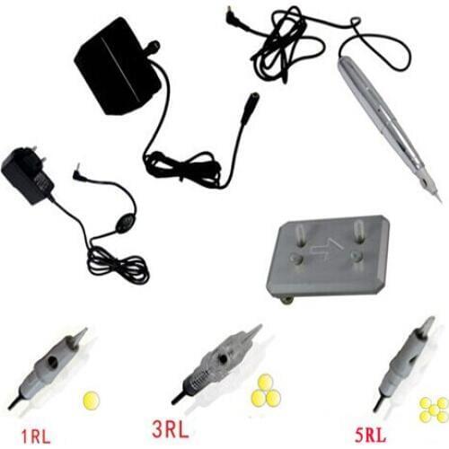 Complete Tattoo Rotary Machine Kit Professional Permanent Makeup Gun Needles Set for Eyebrow Eyeliner Lip