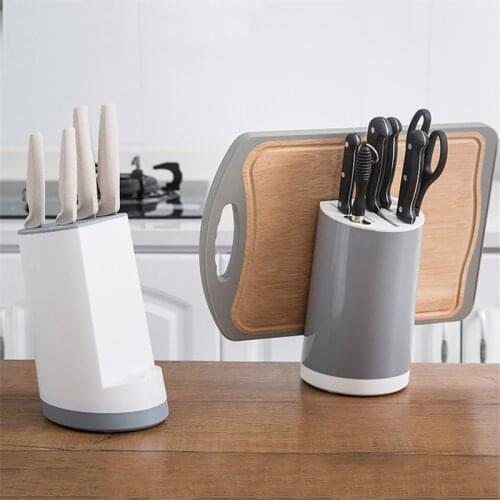 Simple Kitchen Multifunctional Storage Rack Plastic Kitchen Tools Knives Fork Cutting Board Drain Organizer Holder Cutlery Rack
