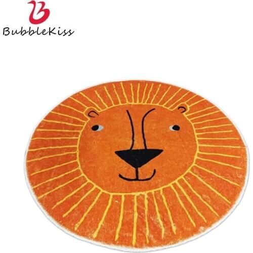 Bubble Kiss 2020 Soft Lamb Wool Round Carpet Cute Cartoon Pattern Rugs For Living Room Thicken Kids Room Bedside Floor Carpets