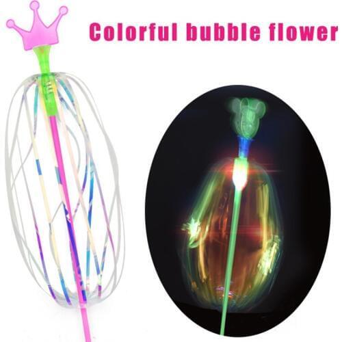 Variety Magic Flashing Twisted Bubble Wand Light-up Spin Rainbow Bubble Ball Toy for Kid BM88