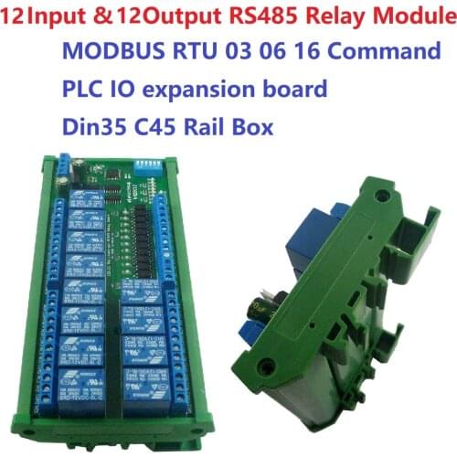 12V 24V 12 NPN Digital IO RS485 Relay Module Modbus RTU DIN35 C45 Rail Box for PLC PTZ Configuration Software touch screen