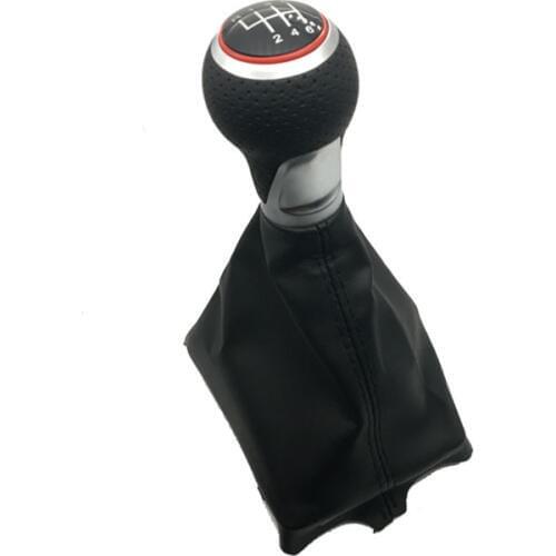 5 / 6 Speed Car Shift Gear Knob With Red Ring Leather Boot For Audi A4 S4 B8 8K A5 8T 8F Q5 8R S Line 2007 2008 2009 2010 -2015