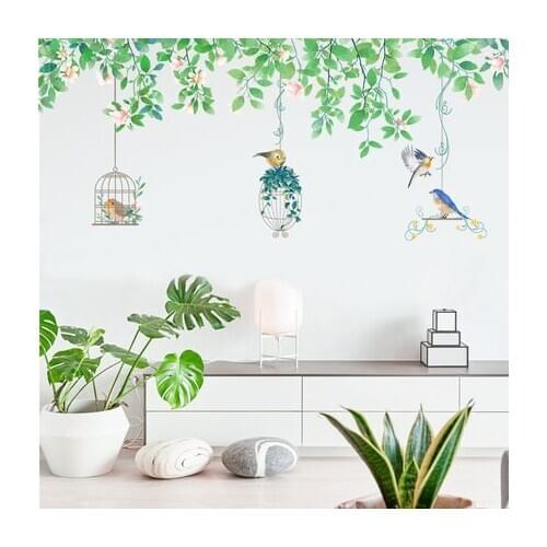 Nordic Styles Green Leaves Wall Stickers For Bedroom Living Room Dining Room Kitchen Kids Room DIY Vinyl Wall Decals Door Murals