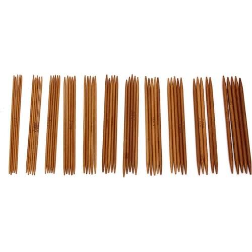 55 pcs 11 Sizes 13 cm Bamboo Knitting Needles Crochet Hooks Double Pointed Carbonized Sweater Needle Weave Craft