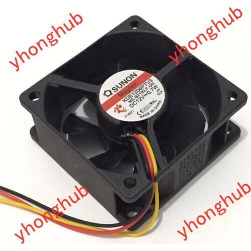 SUNON KDE1206PTV3 MS.B2193.F.GN DC 12V 0.7W 60x60x25mm 3-wire Server Cooling Fan