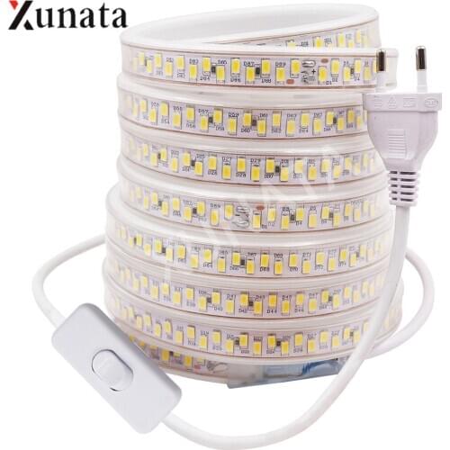 AC220V LED Strip Light SM5630 180LEDs/M Flexible LED Tape Waterproof LED Ribbon with EU Dimmer/Switch/PLug for Home Decoration