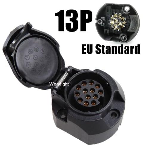 Wooeight 13P Trailer Extension Mounting Socket Car Trailer Connector Adapter Plug Commercial Vehicles Semi-Trailer EU Stan