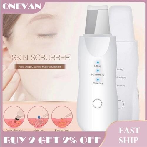Ultrasonic Skin Scrubber Deep Cleaning Face Scrubber Vibrating Facial Cleansing Skin Spatula Peeling Beauty Instrument Device