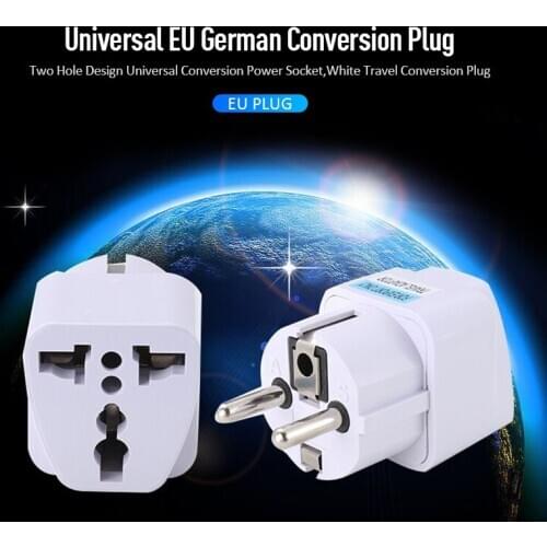 Universal EU German Conversion Plug Two Hole Design Universal Conversion Power Socket White Travel Conversion Plug 250V 10A 800W