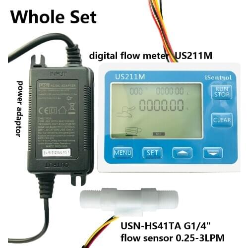 US211M Digital Flowmeter with POM USN-HS41TA 0.25-3L/min Hall Water Flow Sensor Turbine flowsensor Saier iSentrol Ultisensor