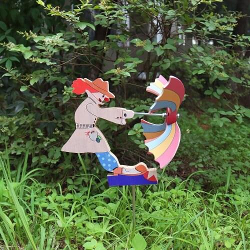 Vintage Wooden Clown Windmill Arden Lawn Decoration Farm Yard Animal Decorative Courtyard Yard Garden Decor Wind Spinner