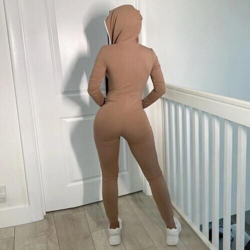 2021 New Fall Clothing For Women One Piece Jumpsuit Zipper Breathable Long Sleeve Set