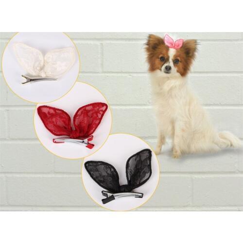 1Pcs Rabbit Ears Lace Pet Accessories Dog Hairpin Cat Hairdress Lovely Princess Pet Kitten Hairpins New Fashion Pet Supplies