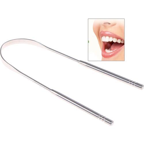 1 Pc Stainless Steel Tongue Cleaner Scraper Oral Care Bad Breath Sweeper Tool