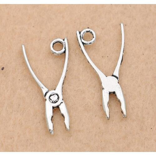10pcs Antique Silver Plated Pliers Tools Charm Pendant fit Bracelet Necklace Jewelry DIY Making Accessories 24x10mm