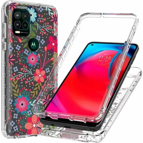 2 in 1 Clear Rose Case for Motorola Moto G Stylus 2021 5G G Stylus 5G Hard PC Bumper + Soft TPU Full Protective Back Phone Cover