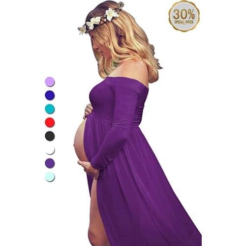 2017 Fashion Maternity Dress Photo Shoot Maxi Maternity Gown Front Open Maternity Chiffon Gown Maternity Photography Props