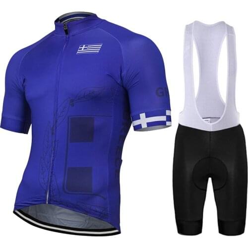 2021 Greece Men Blue Cycling Jersey Cycling Set Bike MTB Road Mountain Race Tops Bike Set Bib Short Breathable 9D Gel Ciclismo