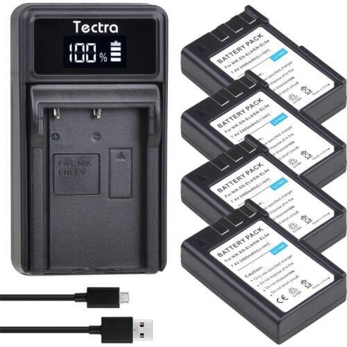 4pcs 2400mAh EN-EL9 ENEL9 EN-EL9a ENEL9a Camera Battery&Charger Kit for Nikon D40 D60 D40X D5000 D3000