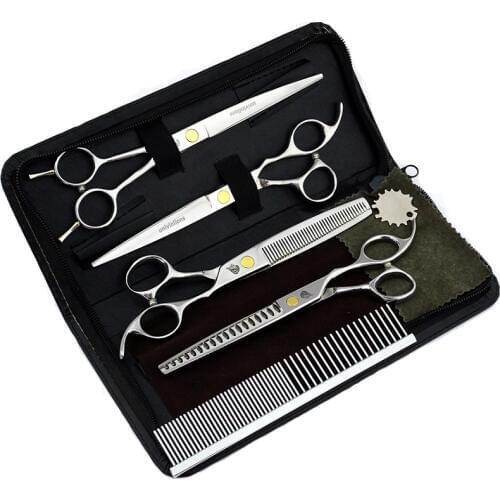 7 inch Pet Dog Cat Hair Clippers Pet Dog Gromming Scissors Pet Straight &Thinning & Up Curved Scissors Kit Pet Gromming Tools