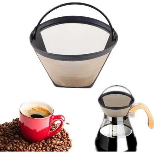 High Quality Coffee Maker Accessories Stainless Steel Reusable Cone-Style Kitchen Gadgets Coffee Filter Handmade Kitchenware