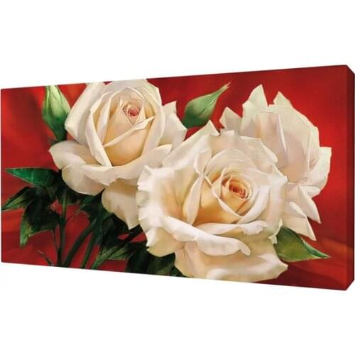 Diamond Painting 5D Full Square Round Big Size White Rose Flowers Rhinoceros Embroidery Cross Stitch Crystal New Gift EE2106