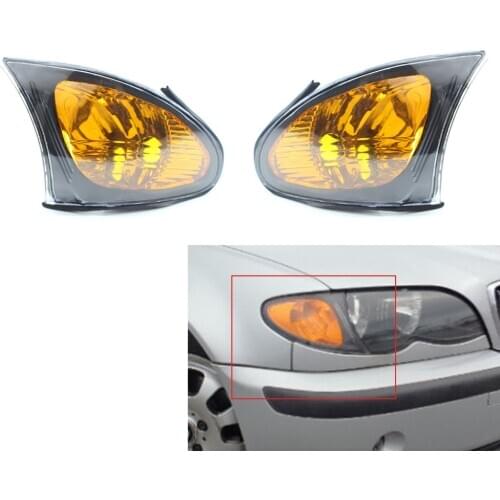 Car Corner Lights Cover Shape Yellow Lens 02-05 For BMW E46 4DR 3 Series