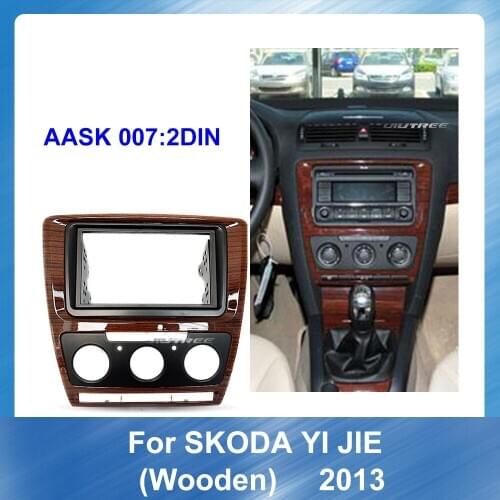 Car Radio Multimedia fascia For SKODA YI JIE 2013 Wooden Manual Frame Panel Dash Mount Fascia Installation Tirm Kit Bezel