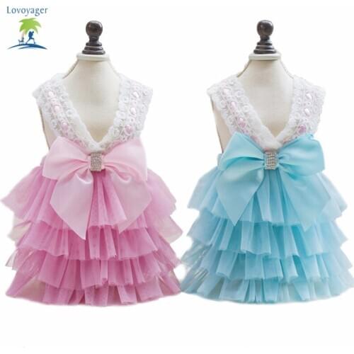 Bow Flower Adornment Dog Dress Mesh Wedding Dresses For Dogs Fashion Pet Skirt Costume Supplies XS, S, M, L, XL Lovoyager