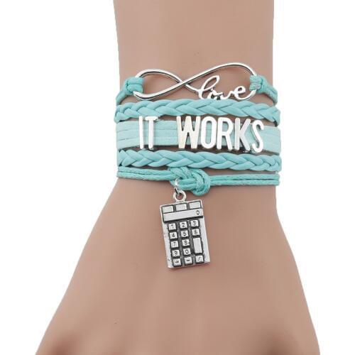 Infinity love Calculator Charm IT WORKS Women Bracelet Stacks leather rope wrap bracelets & bangles for women men jewelry