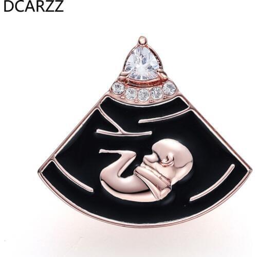 Newborn-Radilogy Pin B-mode Pregnancy Baby Brooch Mother Gift Rose Gold Medical Jewelry Fashion Crystals Enamel Pins Wholesale